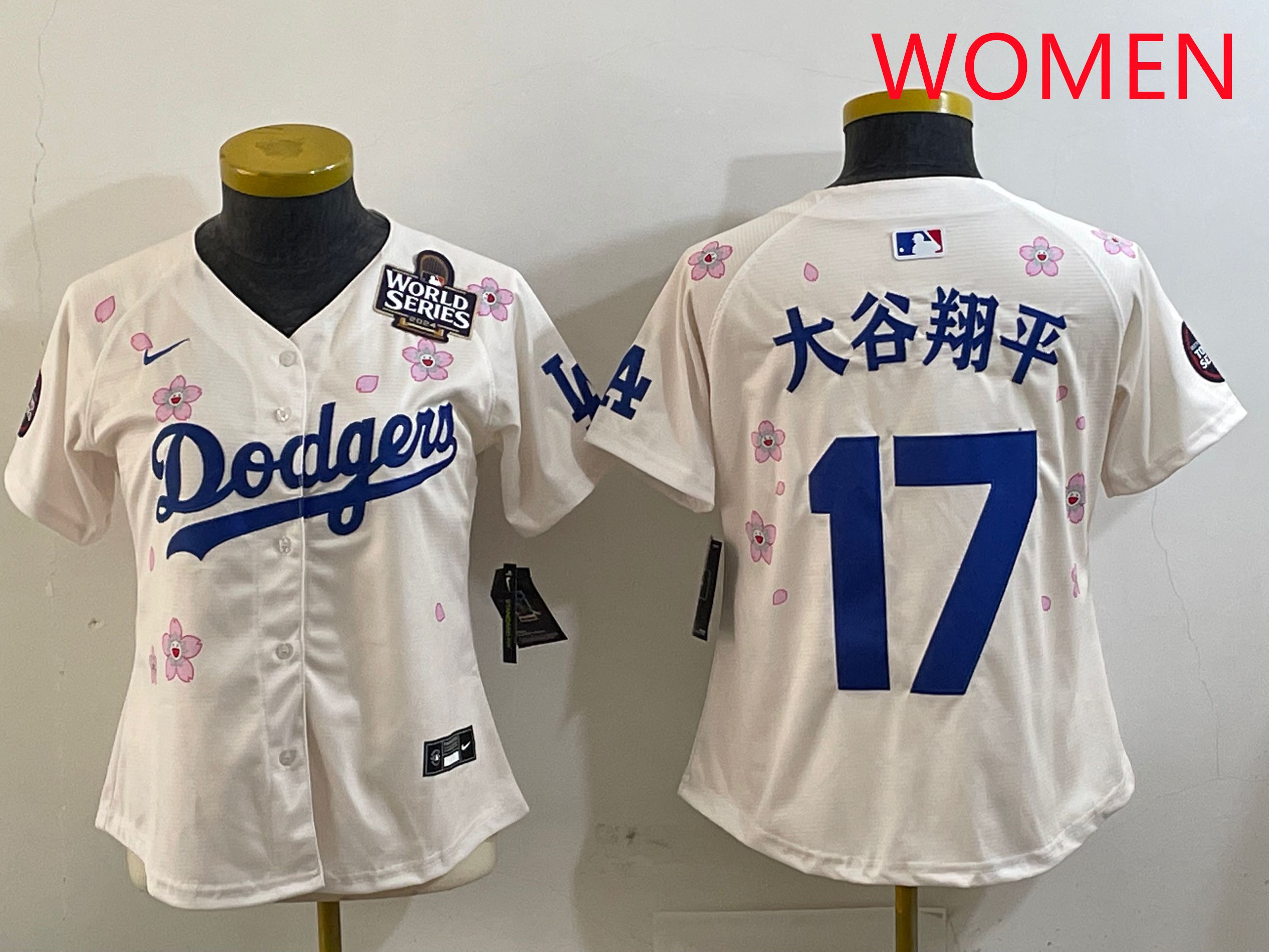 Women Los Angeles Dodgers #17 Ohtani Cream Sakura Edition 2025 Nike MLB Jersey style 17